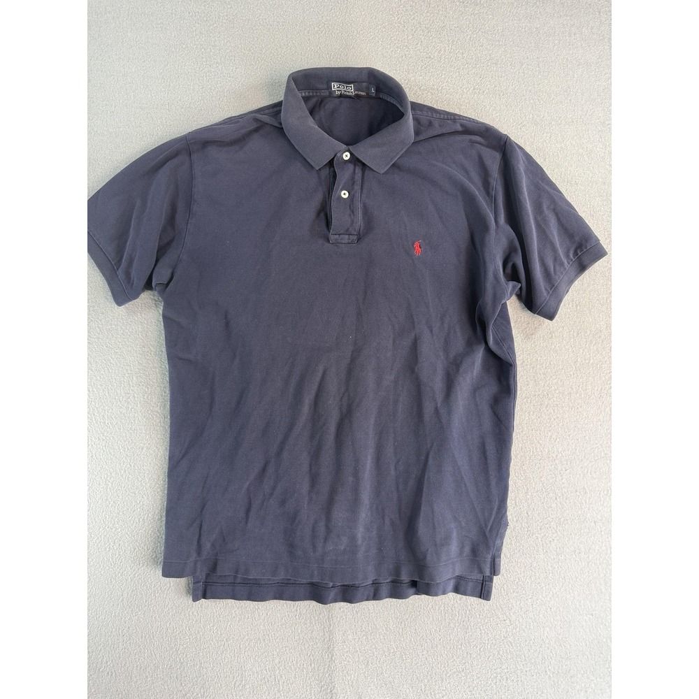Polo By Ralph Lauren Polo Shirt Mens L Blue Cotton Knit Classic Red Pony Logo